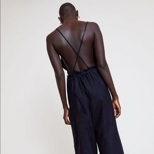 Baserange Otay Black Silk Noil Jumpsuit